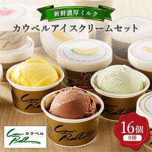 ふるさと納税 新鮮濃厚ミルク　カウベルアイスクリームセット9種16個【配送不可地域：離島】【1398012】 北海道大樹町