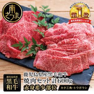 ふるさと納税 南さつま市 【期間・数量限定】 鹿児島県産黒毛和牛 焼肉用 計600g 赤身希少部位2種セット