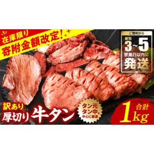 ふるさと納税 牛肉 タン 熊本県 八代市 ＼家計応援キャンペーン開催中 ／ 訳あり 厚切り 牛タン 1kg (500g×2パック) 塩だれ漬け込み 軟化加工 牛肉 牛たん タ…