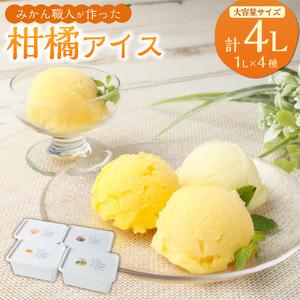 ふるさと納税 みかん職人が作った柑橘アイス1000ml×4種（夢オレンジ・愛媛みかん・河内晩柑・しらぬい）シャーベット ミカン 蜜柑 オレンジ 晩柑 .. 愛媛県