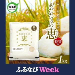 ふるさと納税 【ふるなびWEEK対象】大玉村産厳選米「あだたらの恵」特等　（品種：コシヒカリ）1kg 福島県大玉村