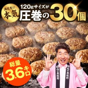 ふるさと納税 泉佐野市 【圧巻の30個】肉の泉佐野 ハンバーグ 合計3.6kg 黒毛和牛×なにわポーク入り